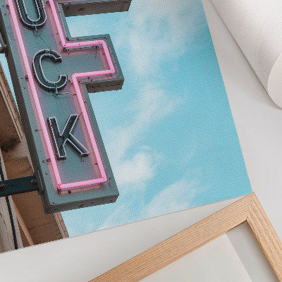Hållbar väggposter Neon retroskylt blå himmel intensiva färger