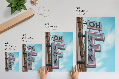 Hållbar väggposter Neon retroskylt blå himmel intensiva färger