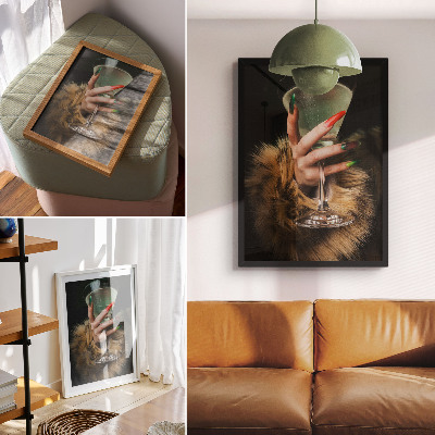 Hållbar väggposter Hand med färgade naglar glaspäls