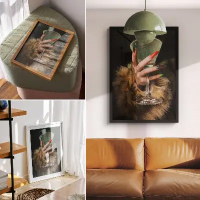 Hållbar väggposter hand med färgade naglar som glaspäls