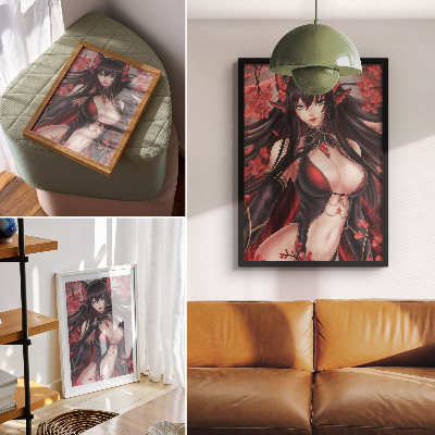 Hållbar väggposter Anime skönhet elegans, dynamisk röd svart