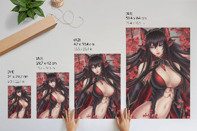 Hållbar väggposter Anime skönhet elegans, dynamisk röd svart