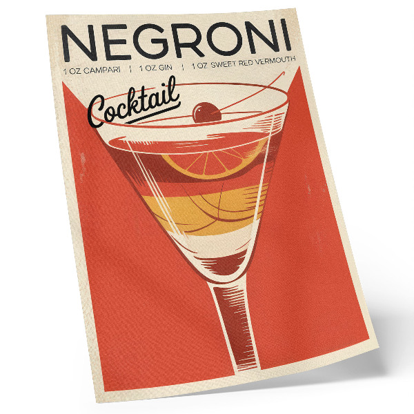 Dekorativ väggaffisch Retrostil cocktailgrafik elegans nostalgi