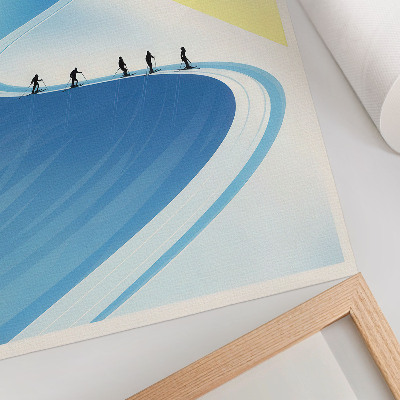 Poster En minimalistisk scen med skidåkare och himlen