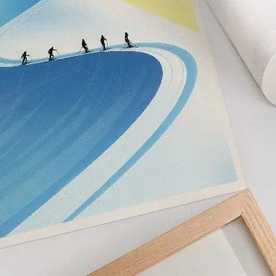Poster minimalistiskt motiv av skidåkare under bar himmel