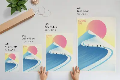 Poster minimalistiskt motiv av skidåkare under bar himmel
