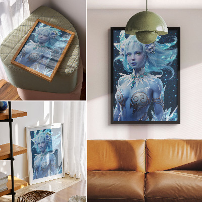 Poster Fantastisk atmosfär, magisk figur, iskristaller