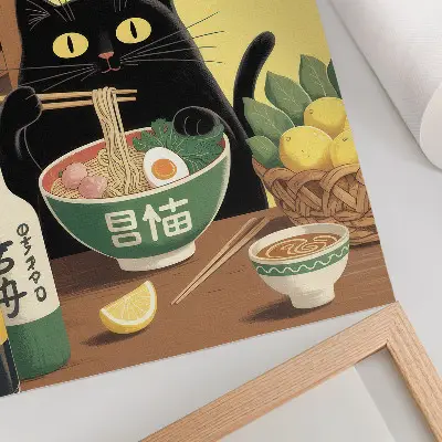 Poster katt med ram och citroner i japansk stil med tidlös atmosfär