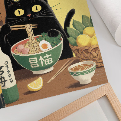 Poster Katt med ramen och citroner, japanskt tema, tidlös atmosfär