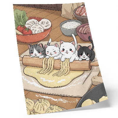 Dekorativ väggaffisch Kattungar i köket varm palett illustration