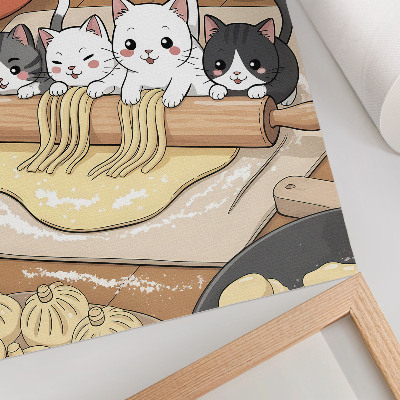 Dekorativ väggaffisch Kattungar i köket varm palett illustration