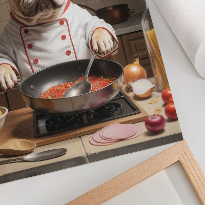 Poster Bulldog i köket rolig surrealistisk stil