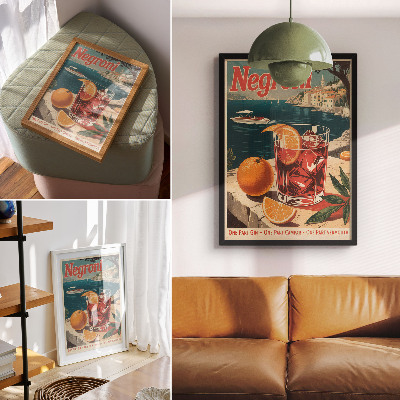 Poster Intensiva färger, semesteratmosfär, hav, orange