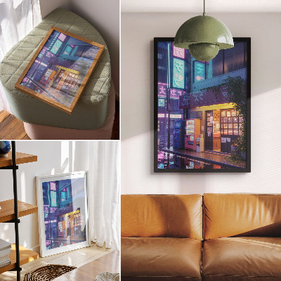 Hållbar väggposter Neonregn atmosfärisk atmosfär färgglada ljus
