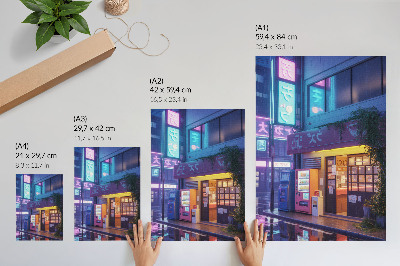 Hållbar väggposter Neonregn atmosfärisk atmosfär färgglada ljus