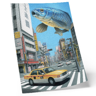 Dekorativ väggaffisch Urban surrealism fisk modern gata