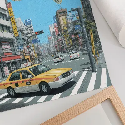 Väggaffisch urban surrealism med fiskmotiv i modern gatustil