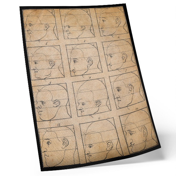 Poster Tolv mänskliga profiler i kontur - teckning av Albert Dürer, ca 1794