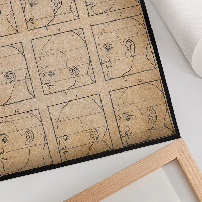 Poster Tolv mänskliga profiler i kontur - teckning av Albert Dürer, ca 1794