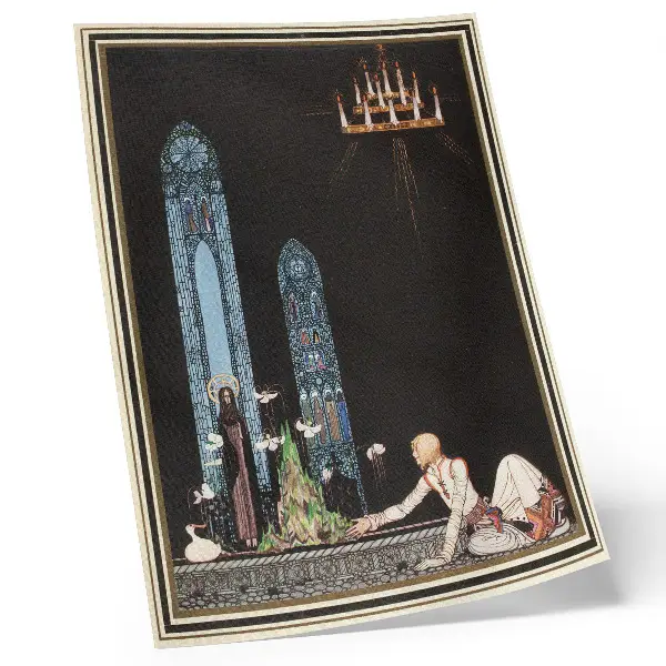 Hållbar väggposter med illustration av Kay Nielsen från boken Öster om solen och väster om månen, tecknad av Aubrey Beardsley