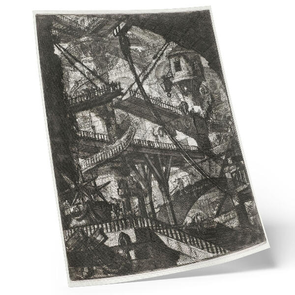 Hållbar väggposter Vindbrygga, platta VII från Carceri d'Invenzione-cykeln, Giovanni Battista Piranesi