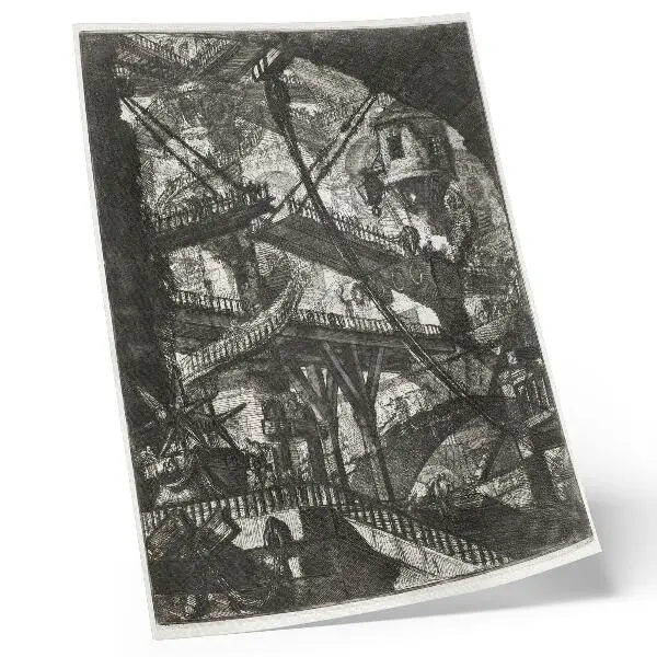 Hållbar väggposter Vindbrygga, platta VII från serien Carceri d'Invenzione av Giovanni Battista Piranesi