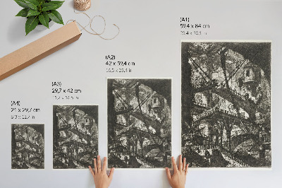 Hållbar väggposter Vindbrygga, platta VII från Carceri d'Invenzione-cykeln, Giovanni Battista Piranesi