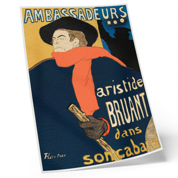 Poster The Ambassadors of Aristide Bruant dans son cabaret 1892 högupplöst tryck av Henri de Toulouse-Lautrec