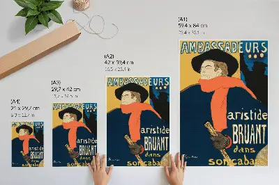 Poster högupplöst tryck av Henri de Toulouse-Lautrecs verk The Ambassadors of Aristide Bruant dans son cabaret från 1892