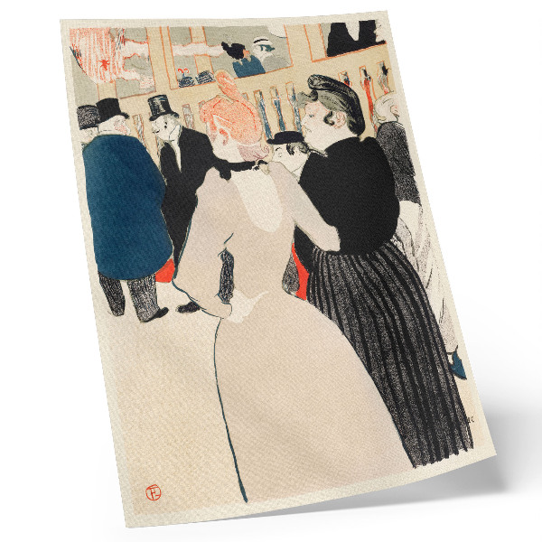 Dekorativ väggaffisch På Moulin Rouge La Goulue och hennes syster (1892), högupplöst tryck av Henri de Toulouse-Lautrec