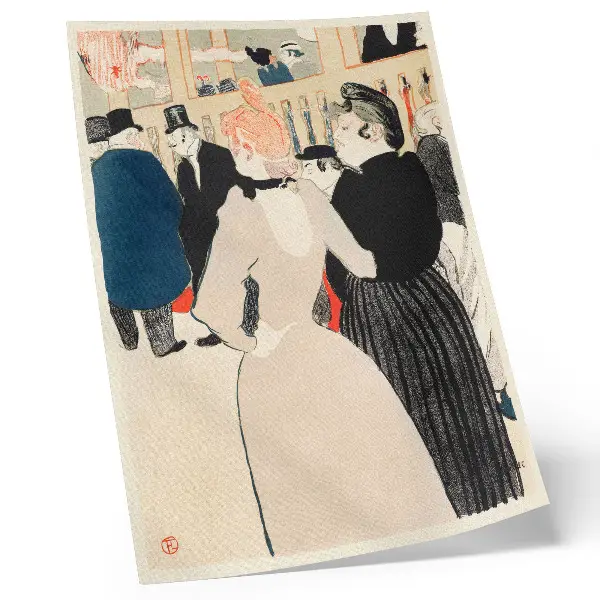 Konsttryck av Henri de Toulouse-Lautrec väggaffisch med motivet På Moulin Rouge La Goulue och hennes syster från 1892