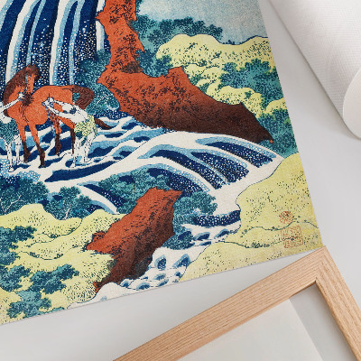 Hållbar väggposter Vintage japanskt träblocktryck av Hokusai av Yoshitsune-fallen i Yoshino, Izumi-provinsen (1833–1834)