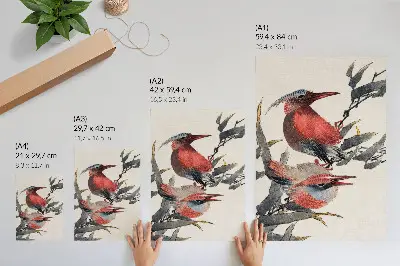 Poster Katsushika Hokusais Fåglar från skissalbumet (1814) som japanskt vintageträsnitt