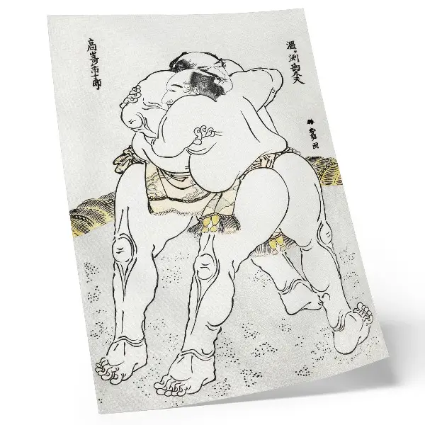 Hållbar väggposter med motiv av Katsushiki Hokusais vintage japanska träsnitt Sumobrottare