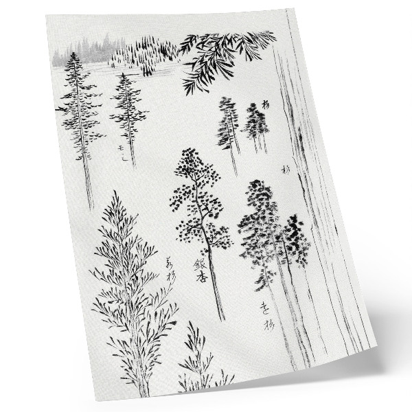 Affisch Hokusais tallar (1800-1900) – japanskt träblockstryck i vintagestil