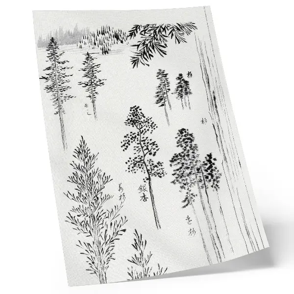 Affisch med motiv av Hokusais tallar från 1800-1900 i japansk träblockstrycksstil
