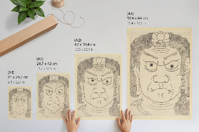 Hållbar väggposter Fudō Myōō-mask, Katsushika Hokusai School