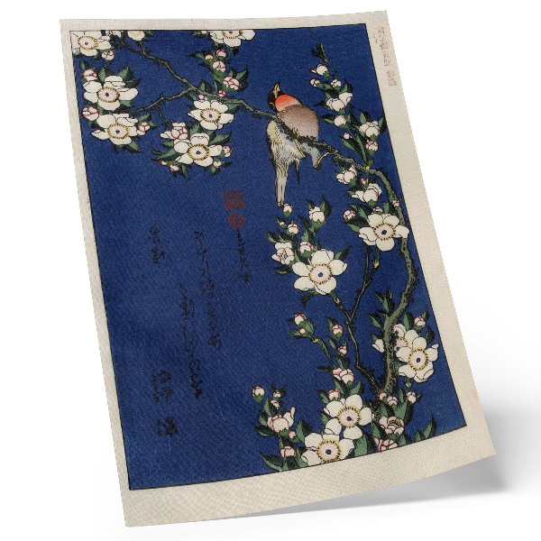 Dekorativ väggaffisch Katsushika Hokusai (1760-1849), Robin på en körsbärsblommig gren