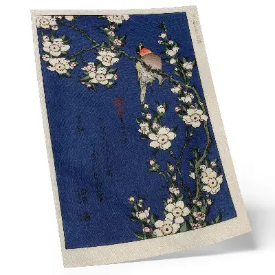 Katsushika Hokusai, Robin på en körsbärsblommig gren dekorativ väggaffisch