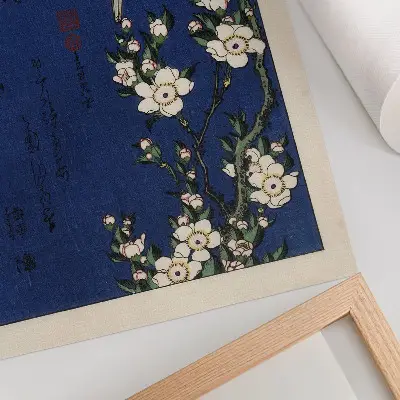 Katsushika Hokusai, Robin på en körsbärsblommig gren dekorativ väggaffisch