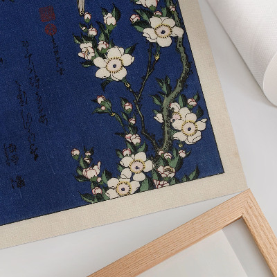 Dekorativ väggaffisch Katsushika Hokusai (1760-1849), Robin på en körsbärsblommig gren