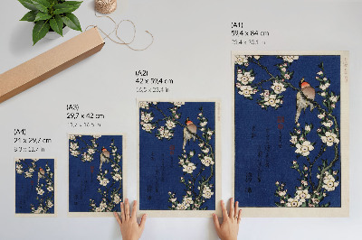 Dekorativ väggaffisch Katsushika Hokusai (1760-1849), Robin på en körsbärsblommig gren