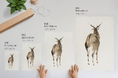 Poster Katsushiki Hokusai's Deer (1904), vintage djurillustration
