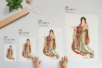 Affisch Benten (kärlekens gudinna) från 1700- till 1800-talet, en illustration av en japansk kvinna av Katsushika Hokusai