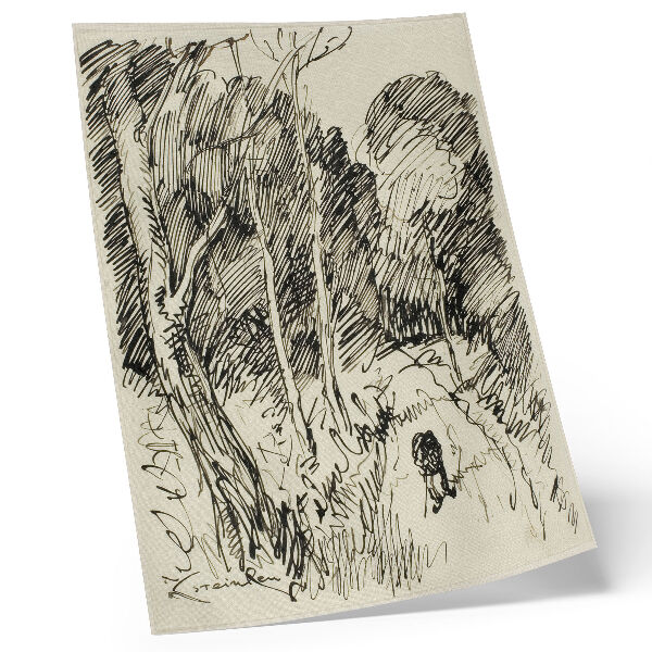 Poster Skogslandskap med en vagabond av Théophile-Alexandre Pierre Steinlen