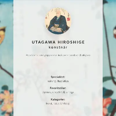 Väggaffisch Ukiyo-e-illustration kamelia och näktergal av Utagawa Hiroshige