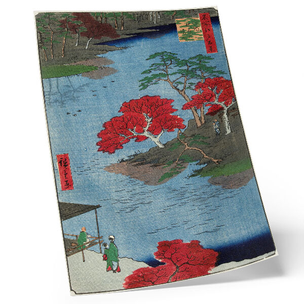 Hållbar väggposter Höst vid Akibatemplet i Ukiji (1857) antika japanska tryck av Utagawa Hiroshige