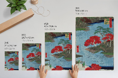 Hållbar väggposter Höst vid Akibatemplet i Ukiji (1857) antika japanska tryck av Utagawa Hiroshige