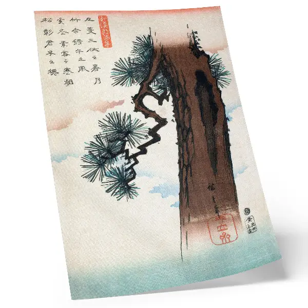 Affisch vintage Ukiyo-e-konstverk Japanese Pine från 1842-1843 av Utagawa Hiroshige