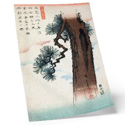 Affisch vintage Ukiyo-e-konstverk Japanese Pine från 1842-1843 av Utagawa Hiroshige